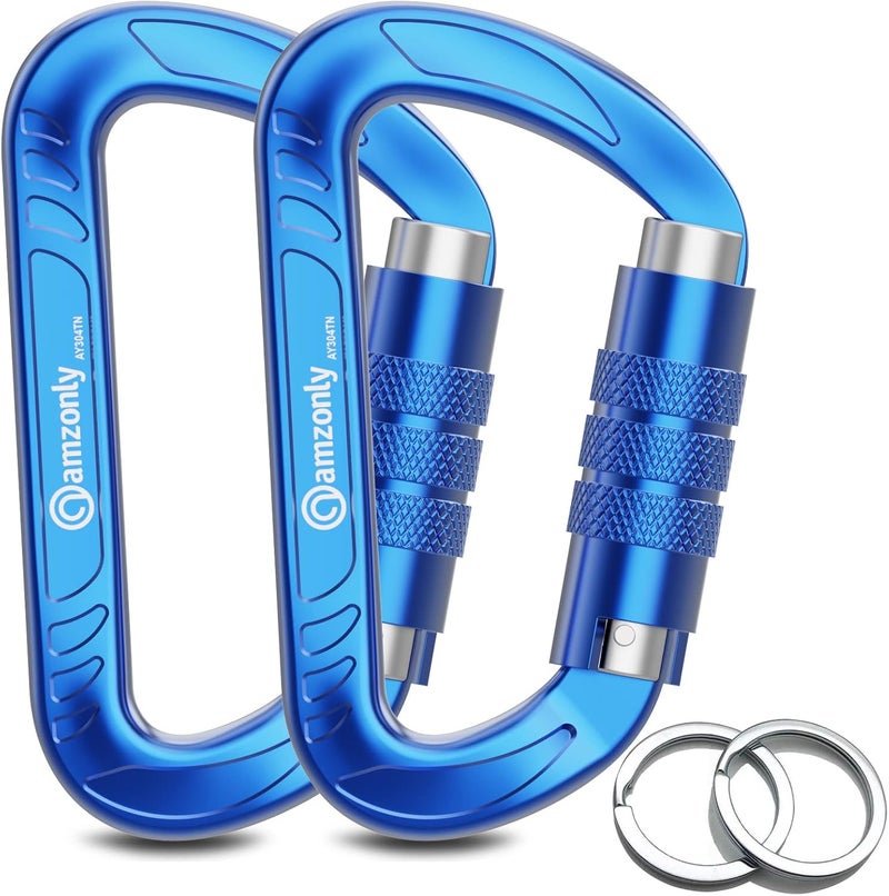 Amzonly 3inch Auto Locking Carabiner Clips Heavy Duty, 12KN /2697lbs Lightweight keychain carabiners, Sturdy Twist Lock Caribeeners for Camping Hiking Hammock Swing Backpack, dog leash and Harness etc - Image 1